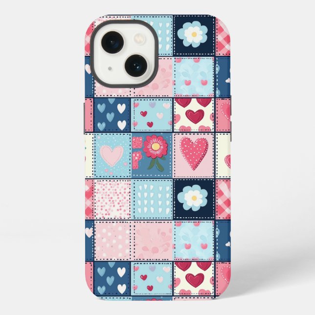 Charmantes Niedliches Patchwork-Design iPhone Hülle (Rückseite)