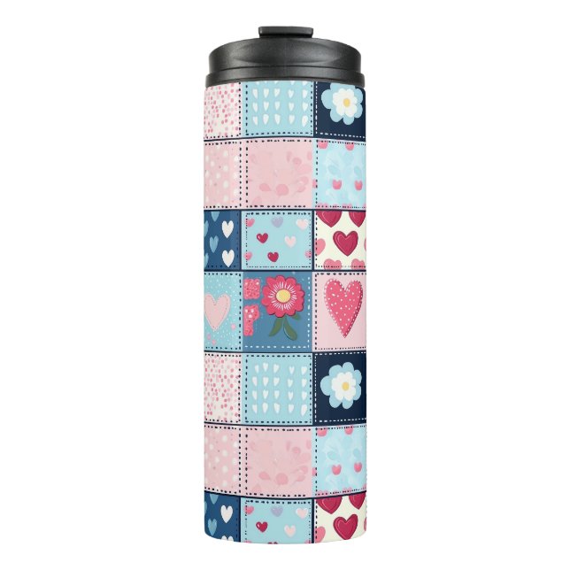 Charmantes Niedliches Patchwork-Design Thermosbecher (Vorderseite)