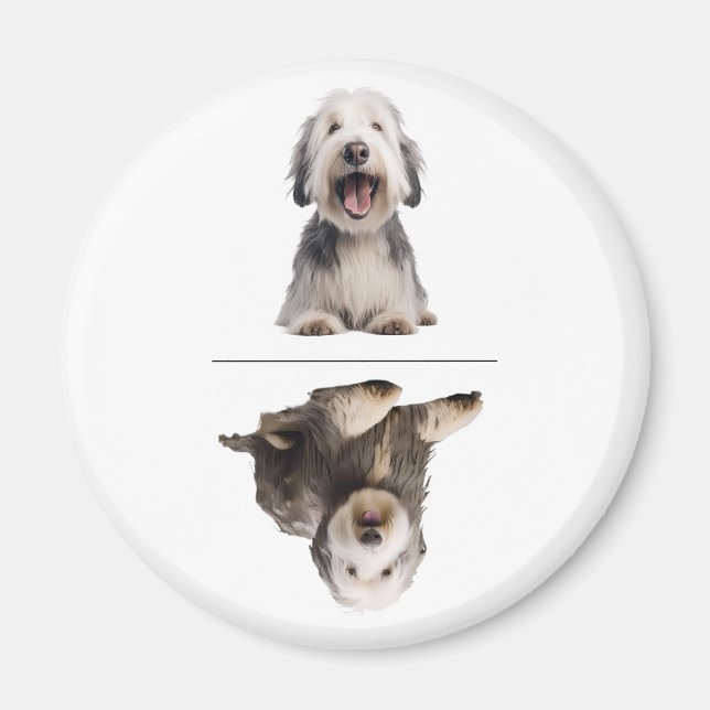 Charmantes Old English Sheepdog Geschirrmagazin Magnet (Vorne)