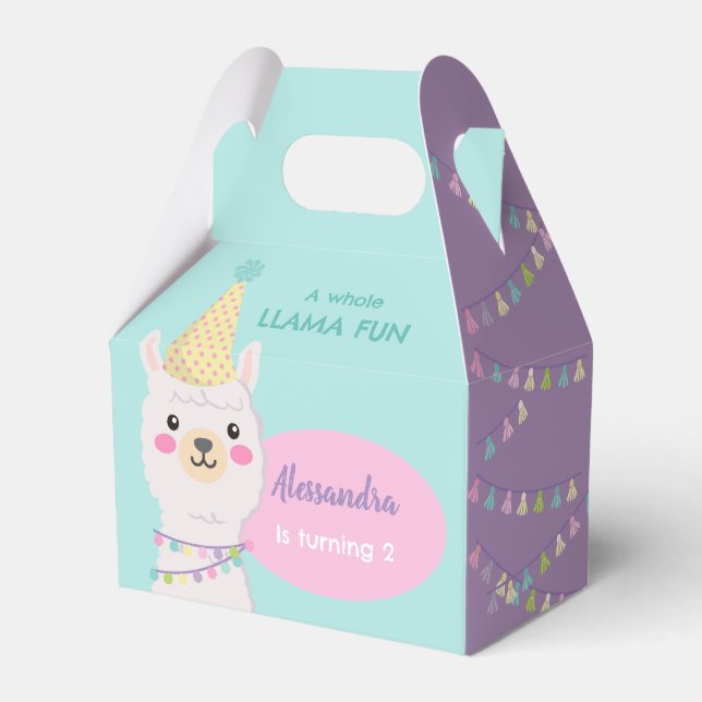 Charmantes pastellfarbenes Lama Gevor Box Geschenkschachtel (Vorderseite)