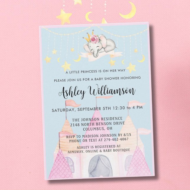 Charmantes Pink Burg Princess Girl Babydusche Einladung (Von Creator hochgeladen)