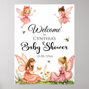 Charmantes Pink Fairies Woodland Baby Dusche Empfa Poster