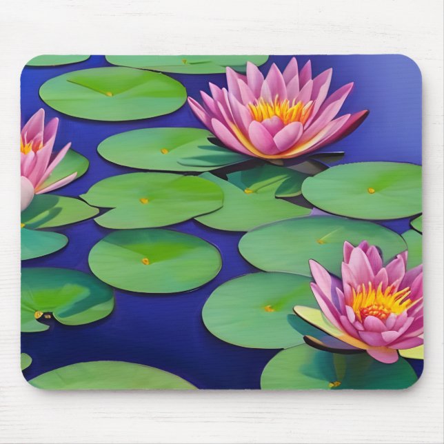 Charmantes Pink Water Lilies Mousepad (Vorne)