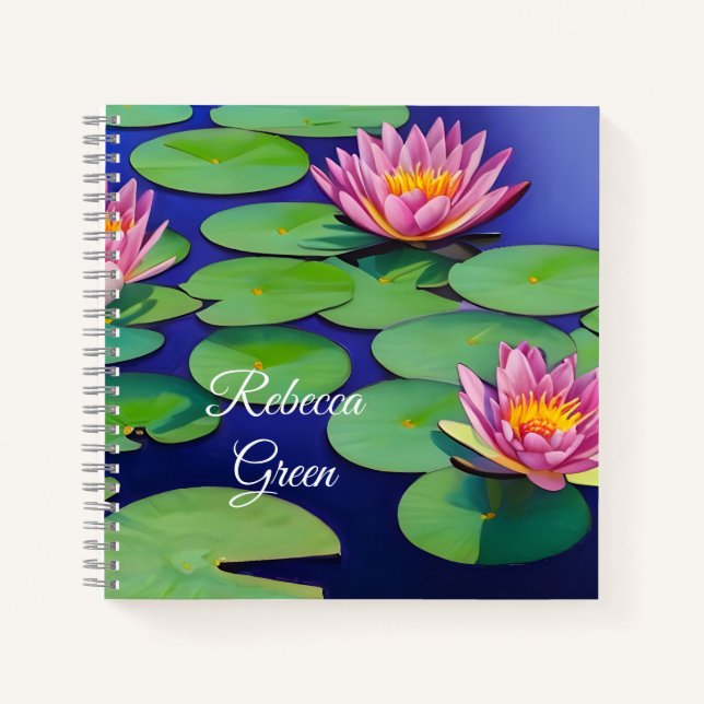 Charmantes Pink Water Lilies Notizbuch (Vorderseite)
