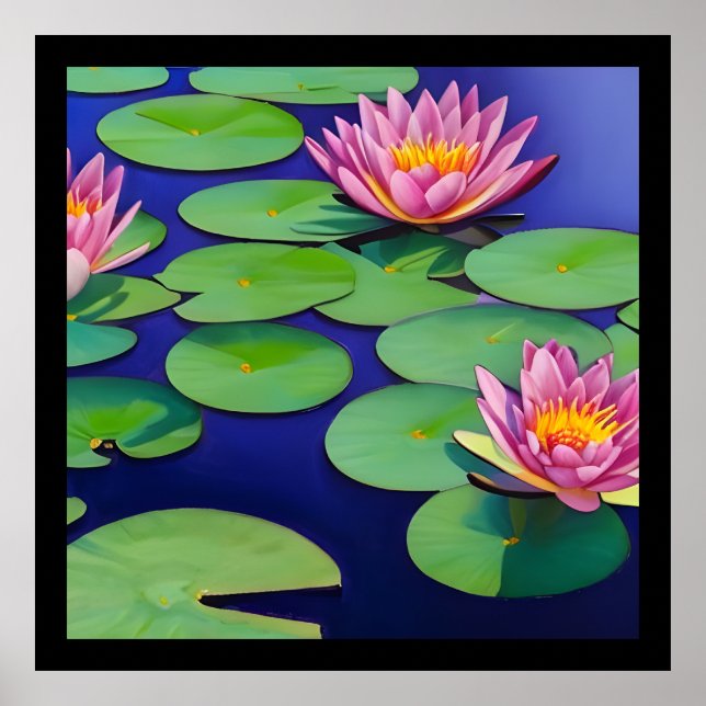 Charmantes Pink Water Lilies Poster (Vorne)