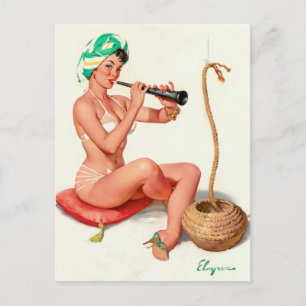 Charmantes Pinupgirl Postkarte
