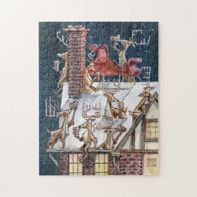 Charmantes Rentier-Kaffeepause-Puzzle (Vertikal)