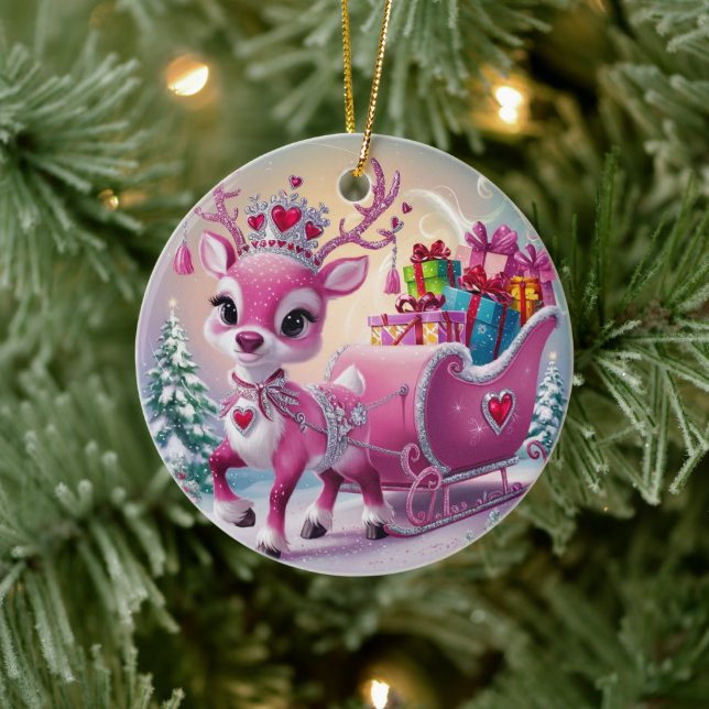 Charmantes Rosa Rentier Weihnachtsschmuck (Baum)