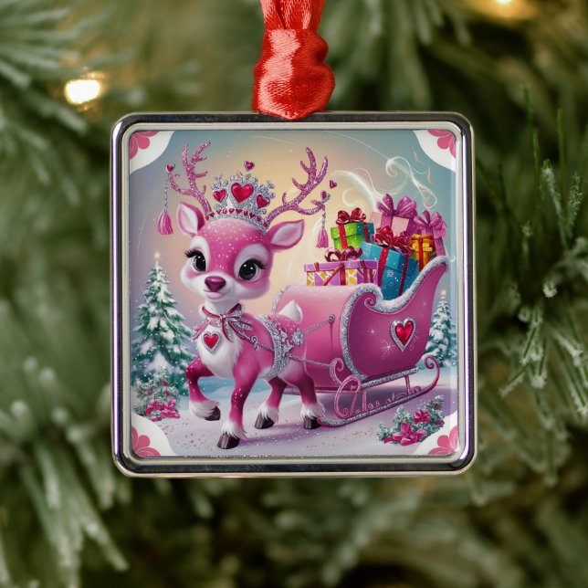 Charmantes Rosa Rentier Weihnachtsschmuck (Baum)