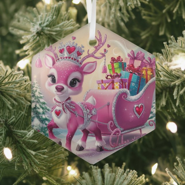 Charmantes Rosa Rentier Weihnachtsschmuck (Insitu)