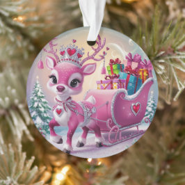 Charmantes Rosa Rentier Weihnachtsschmuck Ornament