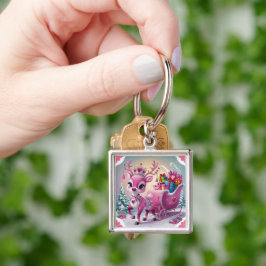 Charmantes Rosa Rentier Weihnachtsschmuck Schlüsselanhänger