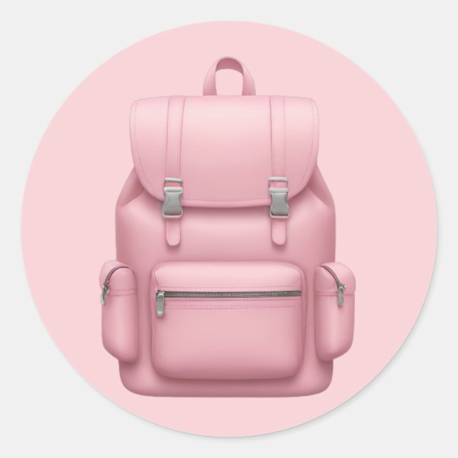 Charmantes rosa Rucksack Emoji Runder Aufkleber (Vorderseite)