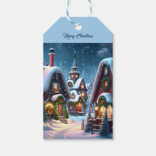 Charmantes Schneedorf Geschenkanhänger