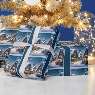 Charmantes, schneesicheres Weihnachtsdorf Geschenkpapier