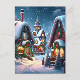 Charmantes, schneesicheres Weihnachtsdorf Postkarte