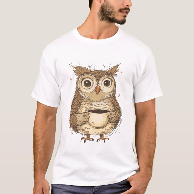 Charmantes Schüssel mit Coffee Tasse Illustration T-Shirt (Vorderseite)