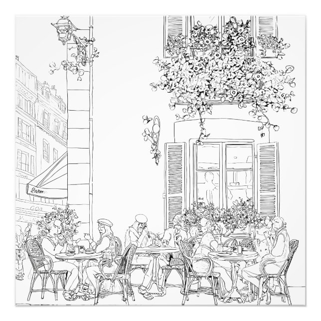 Charmantes Schwarz-weißes Paris Fotodruck (Vorne)
