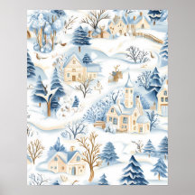 Charmantes Snowy Village mit Waldtieren