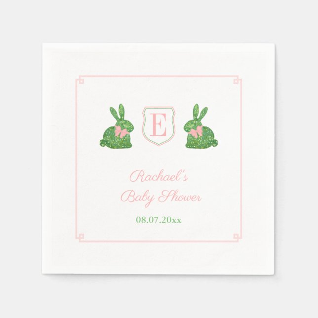 Charmantes Spring Bunny Girl Baby Dusche Party Serviette (Vorderseite)
