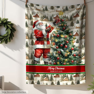 Charmantes Watercolor Santa Claus Holiday Throw Fleecedecke