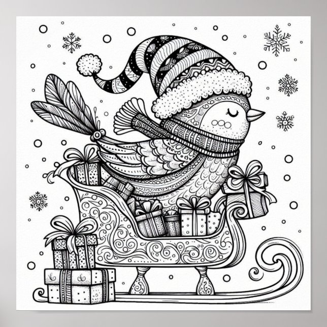 Charmantes Weihnachtsbird's Journey Coloring Poster (Vorne)