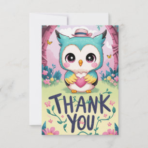 Charmantes Whimsisches Owl Dankeskarte