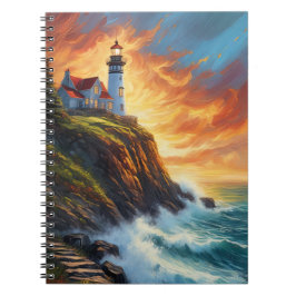 Charme am Meer: Rotes Haus und Leuchtturm Notizblock