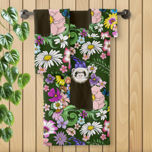 Charme Chocolat Sable Ferret Floral Vert