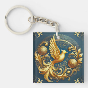 Charme d'emblème d'oiseau ornemental en or