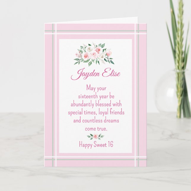 Charme Élégant. Carte Sweet personnalisée 16 anniv (Devant)