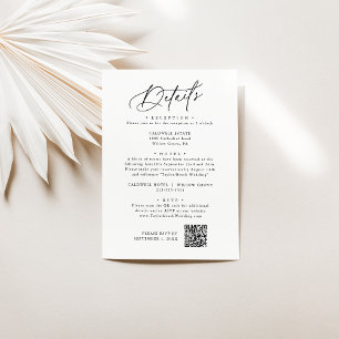 Charme élégant Mariage noir et blanc Détails Carte