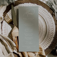Charme élégant Sage Green Mariage Cartes de menu