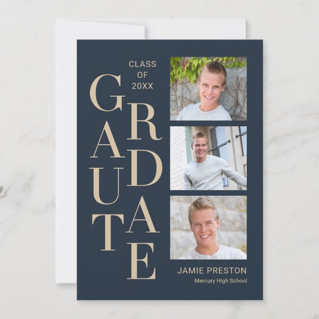 Charme empilé Editable Color Graduation Invitation (Devant)