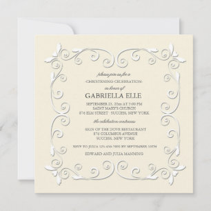 Charme et grâce Christening Invitation