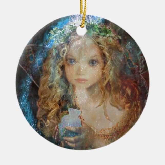 Charme - feenhafter Engel mit feenhaftem Keramik Ornament (Vorne)