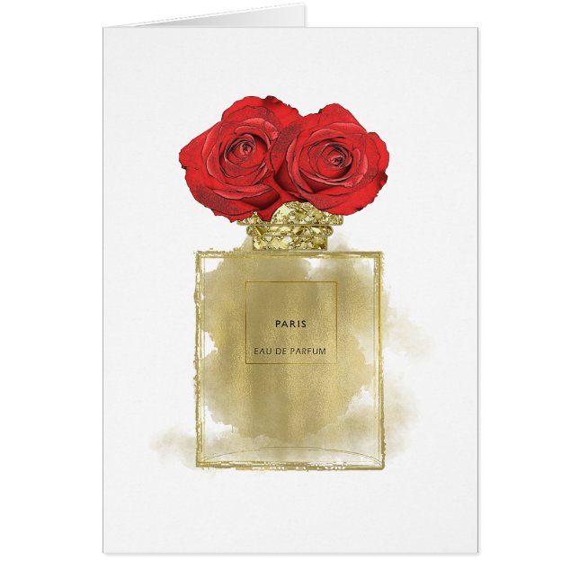 Charme floral d'or de roses rouges de bouteille de (Devant)