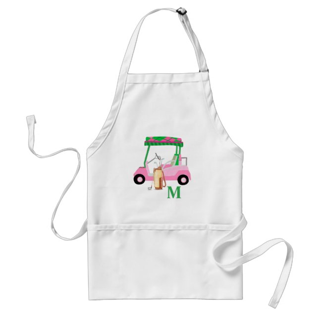 Charme Golf Cart Pink Clubs Monogram Schürze (Vorne)