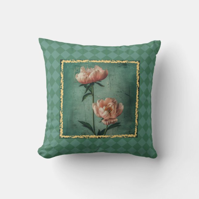 Charme Hütte Style Peony Print Kissen (Vorderseite)