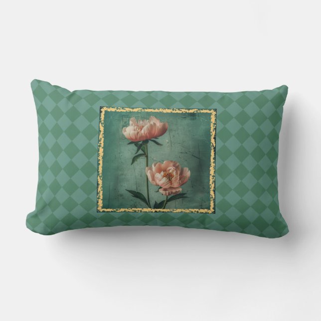 Charme Hütte Style Peony Print Lendenkissen (Vorderseite)