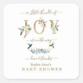 Charme kleine Menge Joy Hummingbird Baby Dusche Quadratischer Aufkleber