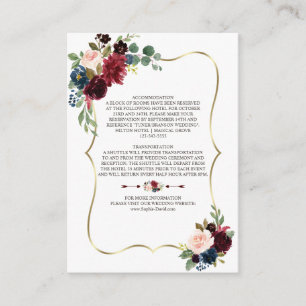 Charme Merlot Navy Blauer Blumenzwiebeldetails Begleitkarte