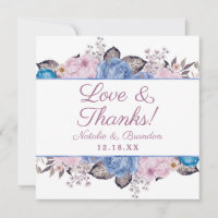 Charme parisien Bleu & Rose Amour et Merci Carré