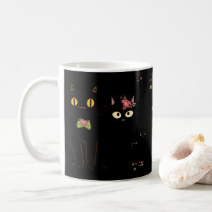 Charme schwarze Katzengelbe Augen Kaffeetasse