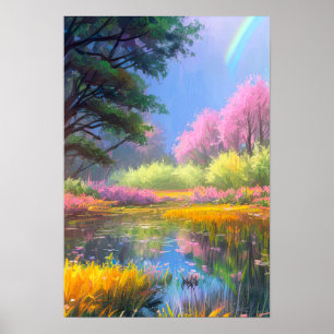 Charme und farbenfrohe Liebe zum Sumpf Poster