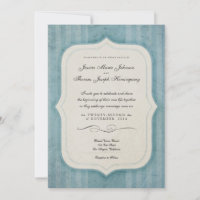 Charme vintage Monogramme bleu Invitations de mari