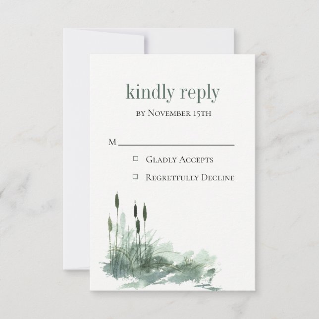 Charme Wildwood Reeds Wedding Carte RSVP (Devant)