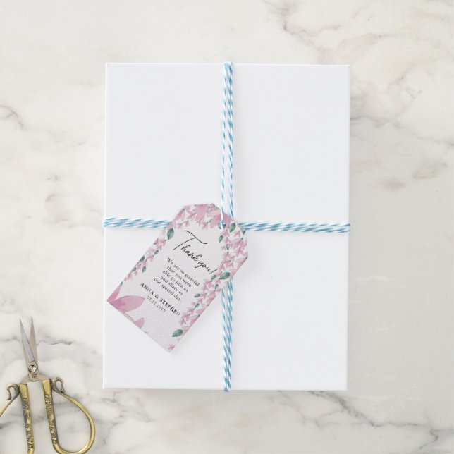 Charme Wisteria Pink Floral Geschenkanhänger (Mit Garn)