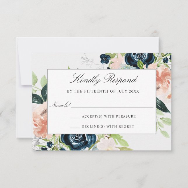 Charmed Watercolor Floral Wedding Card RSVP Karte (Vorderseite)