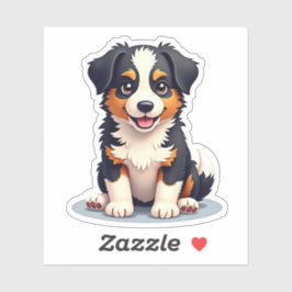 Charming 3D Australian Shepherd Pup, Friendly, Aufkleber